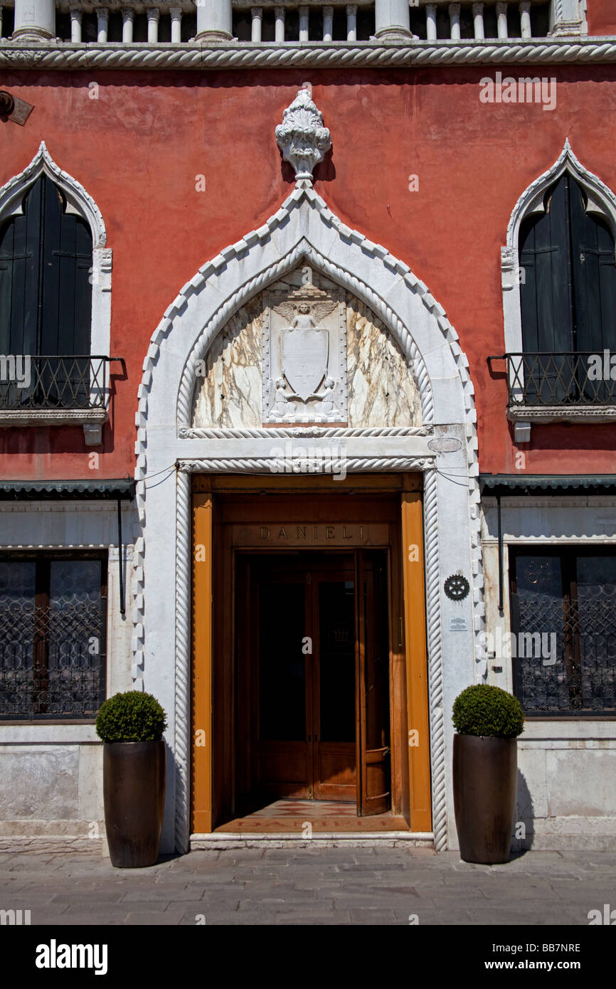 Decorative arched Door of Danielli Hotel, Venice, Italy Stock Photo