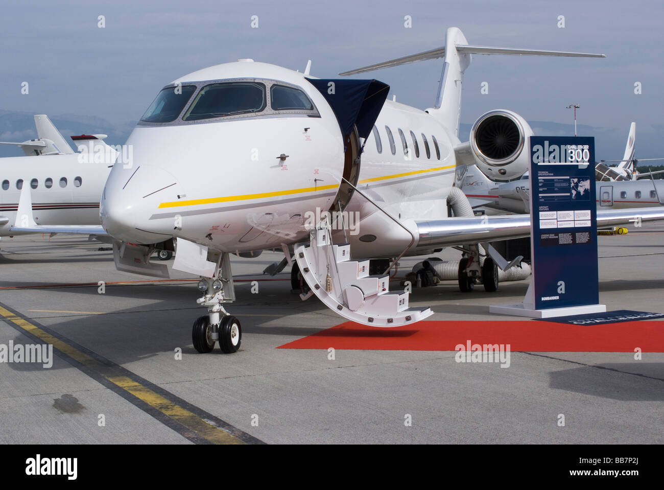 Bombardier BD-100-1A10 Challenger 300 Business Jet N505FX at EBACE Aircraft Trade Show at Geneva Airport Switzerland Stock Photo