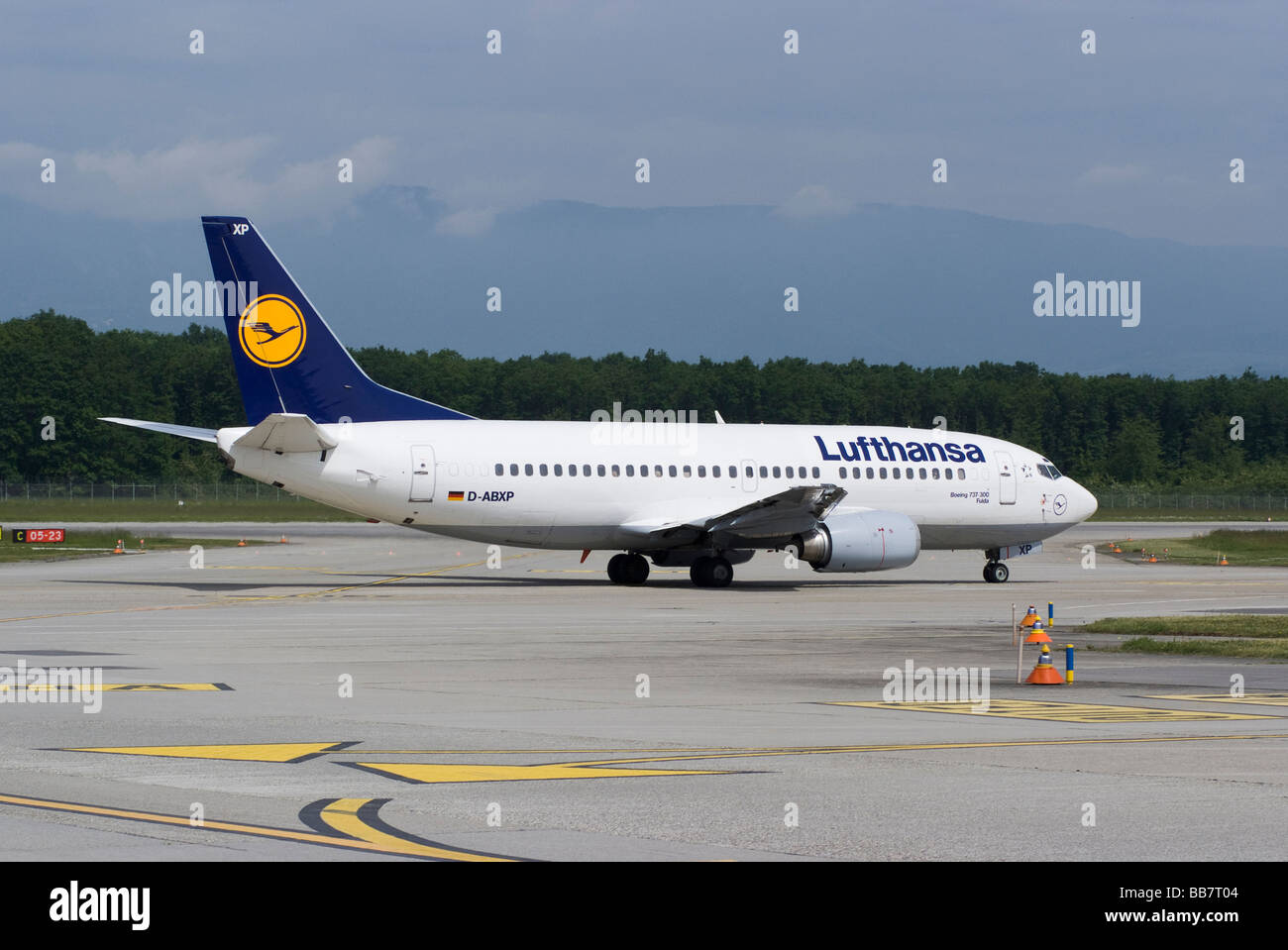 Lufthansa Boeing 737-330 D-ABXP Airliner Taxiing at Geneva Airport Switzerland Geneve Suisse Stock Photo