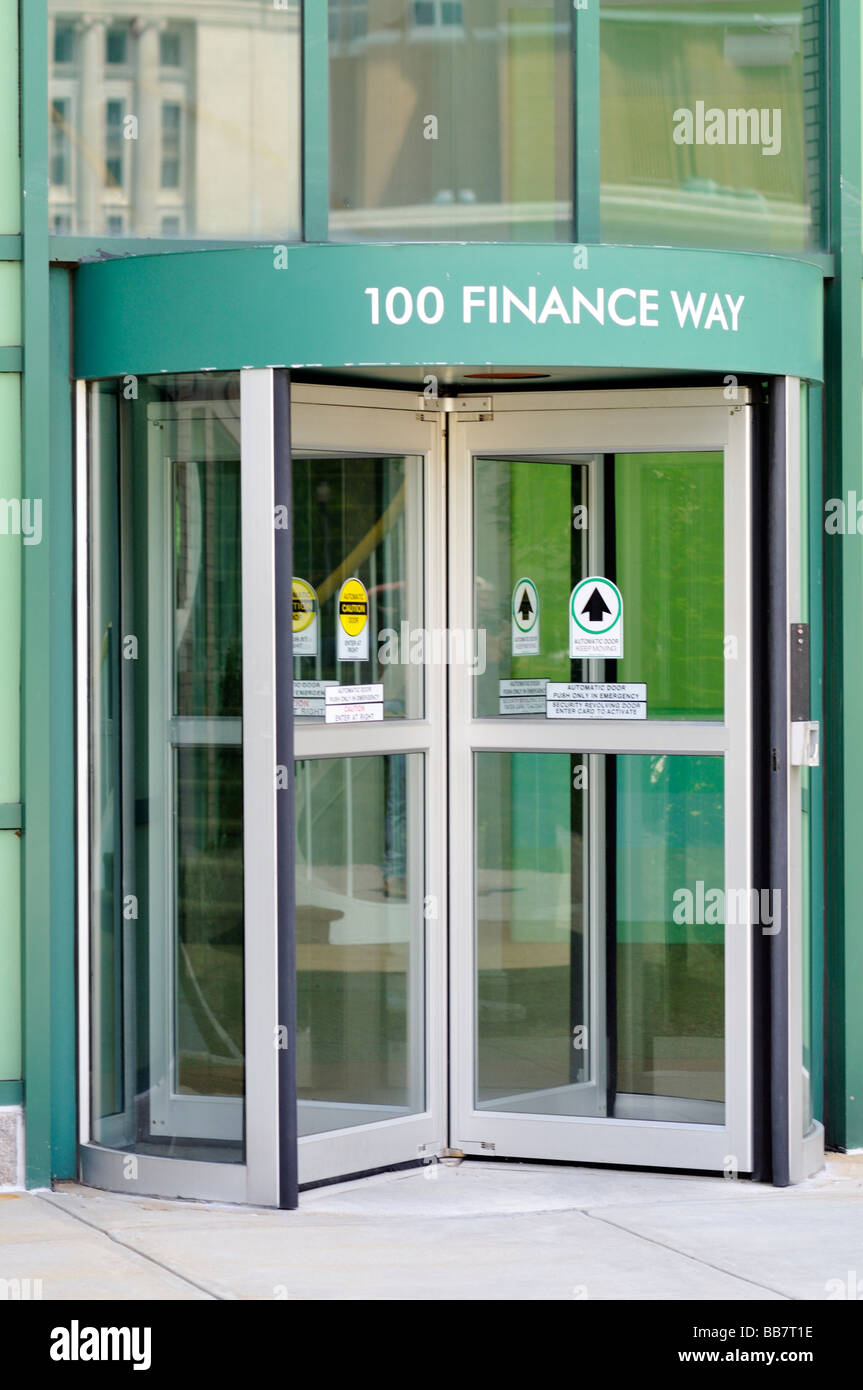 Financial building entrance to 100 Finance Way in 'Providence Rhode Island' Stock Photo