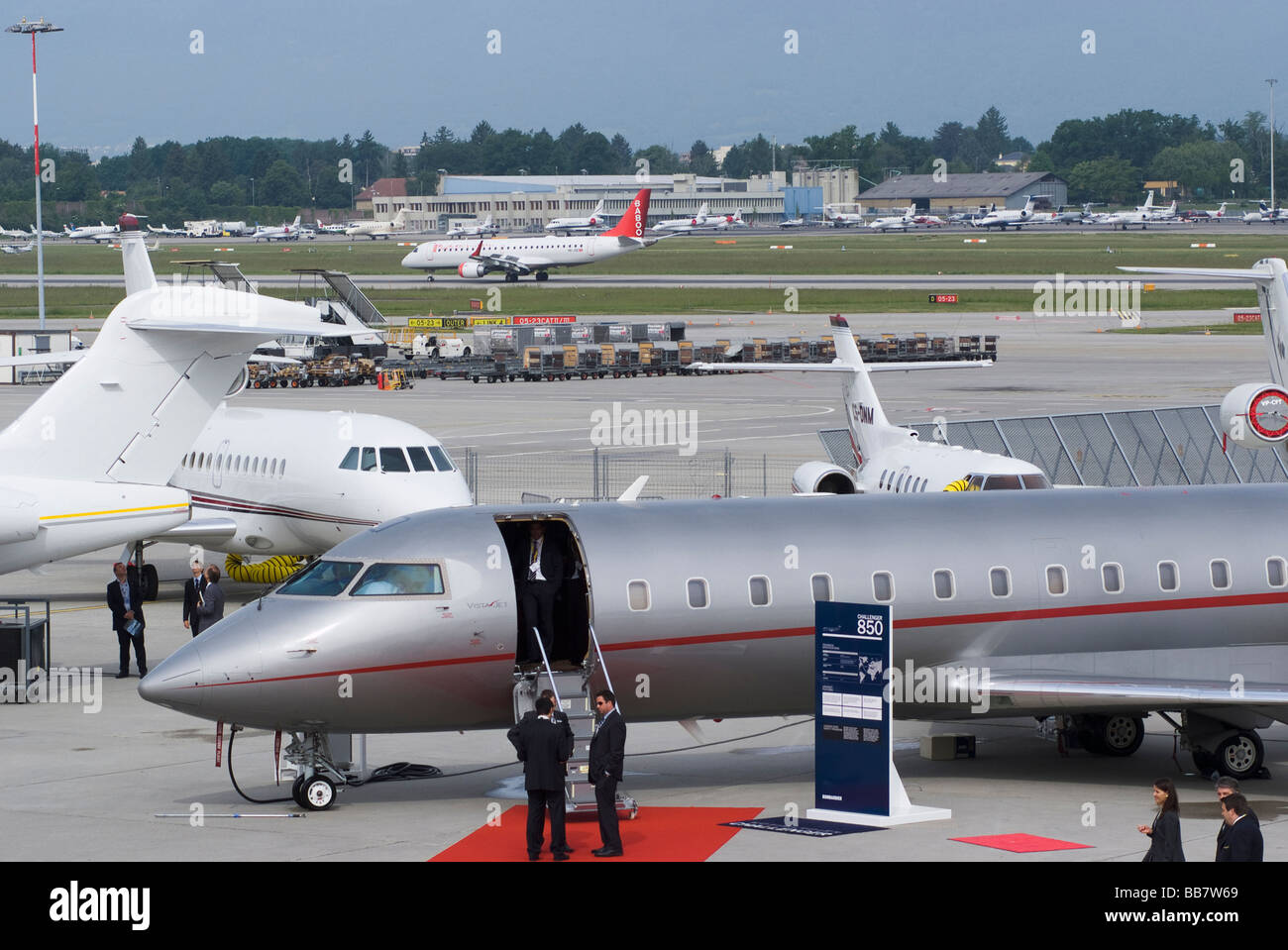 Executive Business Jets at EBACE Aircraft Trade Show at Geneva Airport Switzerland Geneve Suisse Stock Photo