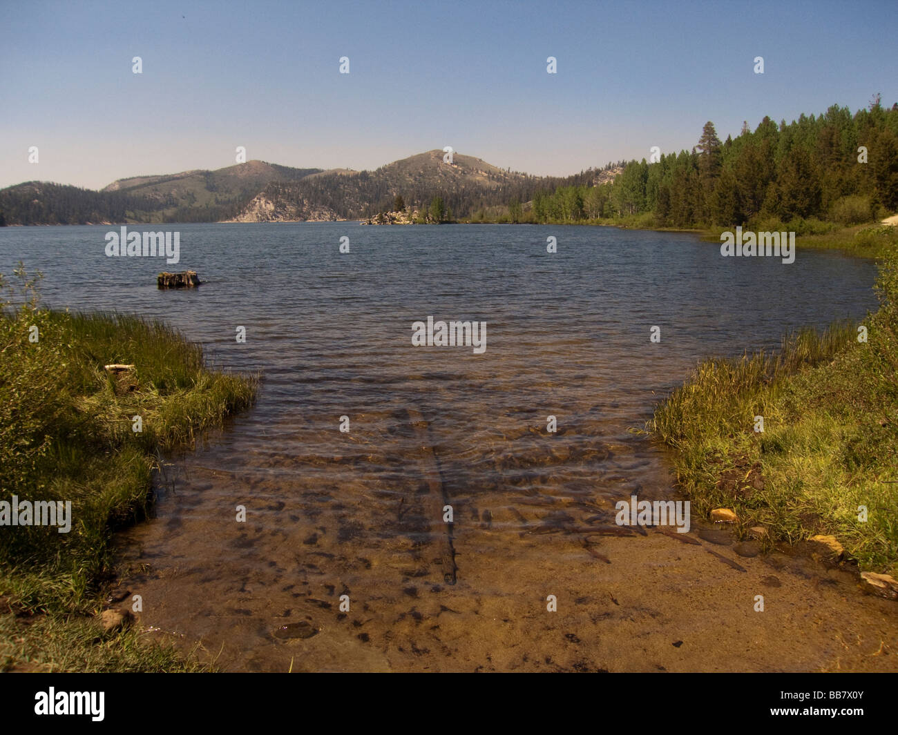 Marlette Lake by Lake Tahoe from the Great Flume Trail near Spooner Summit . Stock Photo