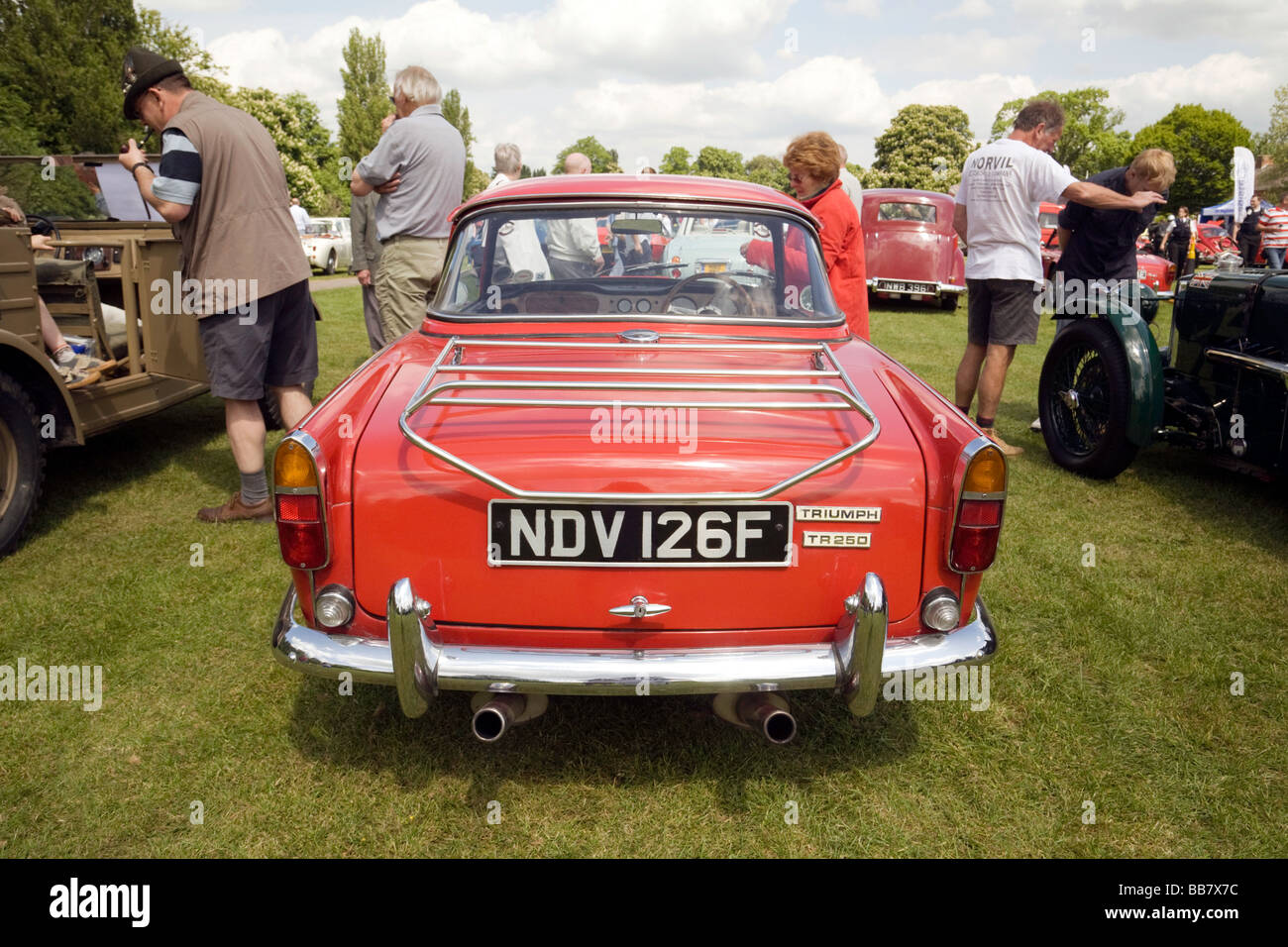 Red Triumph TR250, rear view, Wallingford Classic car rally ...