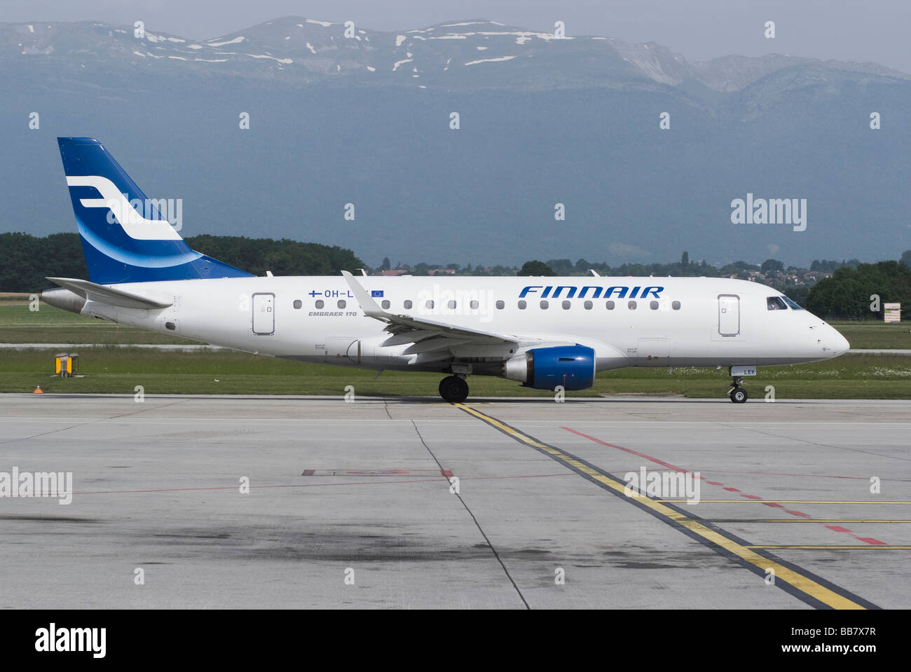 Finnair Embraer 170STD (ERJ170-100STD) OH-LEK Airliner Taxiing at Geneva Airport Switzerland Geneve Suisse Stock Photo