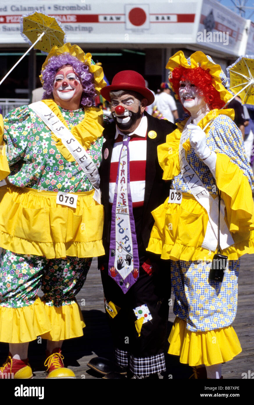 Three clowns posing in group Stock Photo Alamy