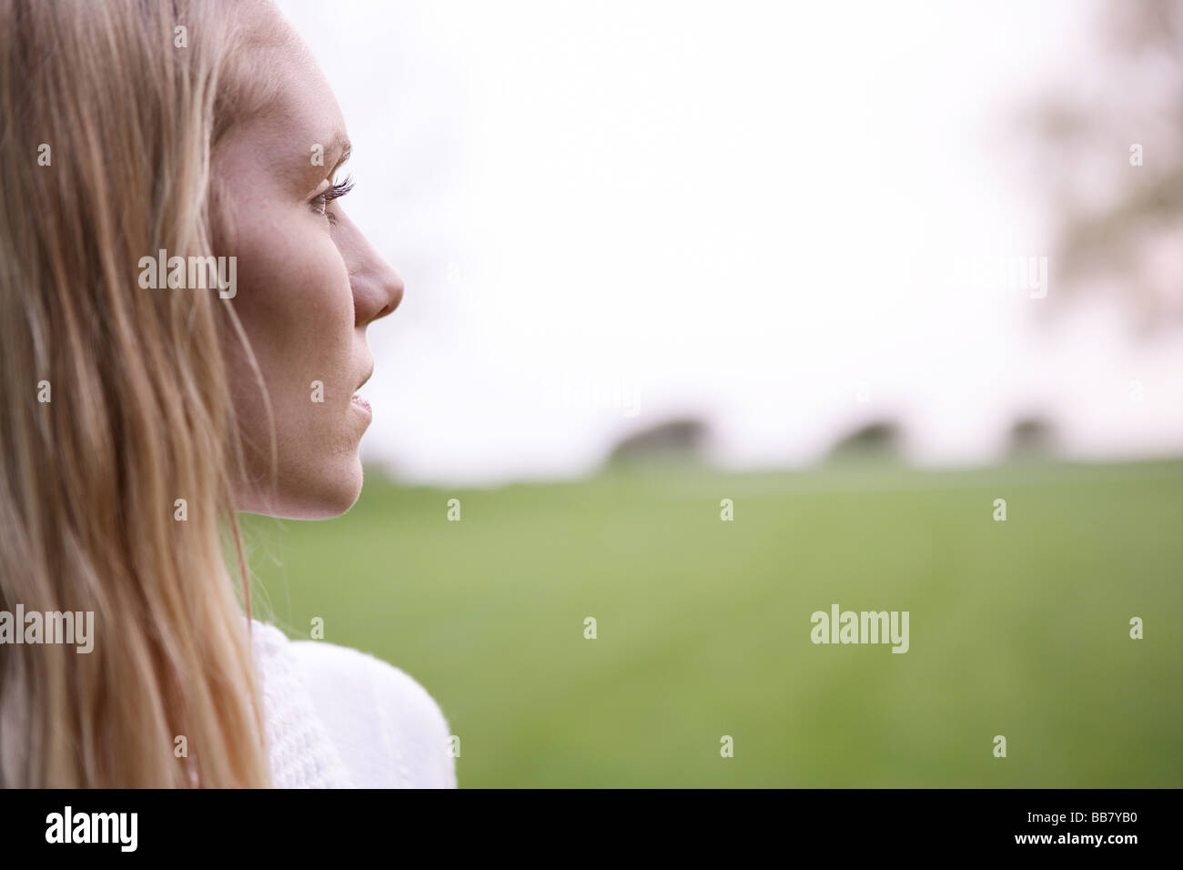 cut-out female face in nature Stock Photo - Alamy