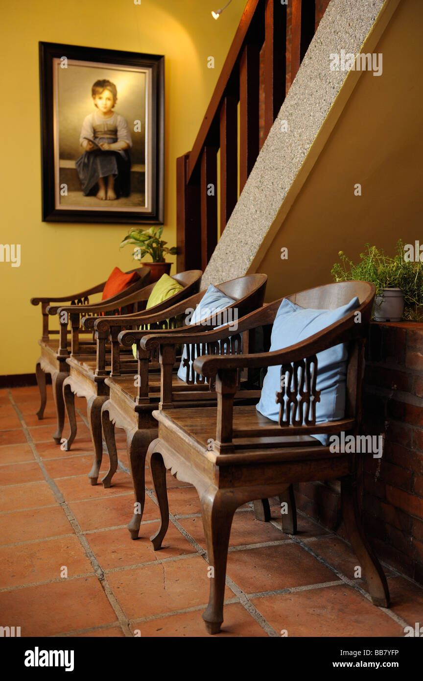 Vintage chairs at an inn at Gulangyu island, Xiamen, Fujian, China. Stock Photo