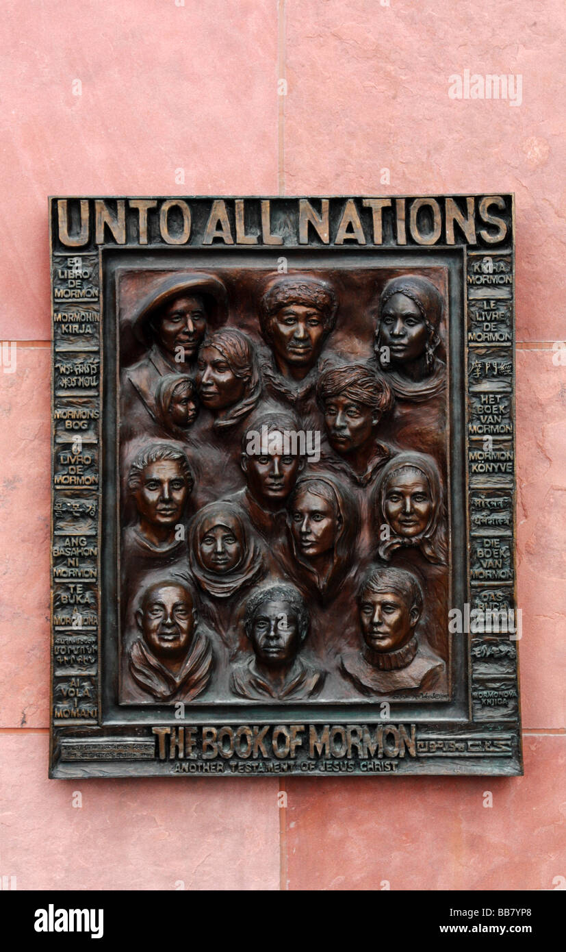 Bronze sculpture The Book of Mormon with many different languages in ...
