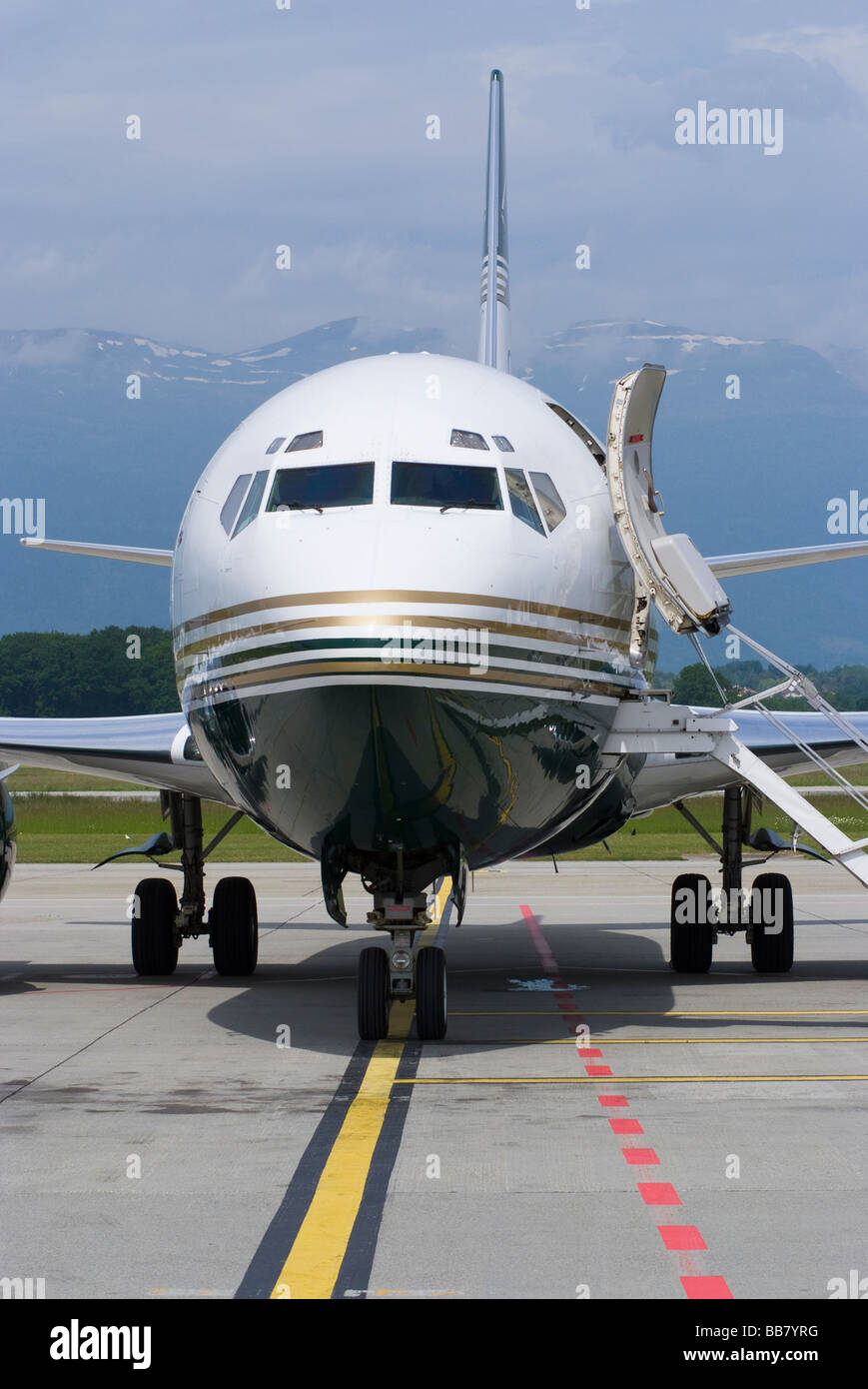 Boeing 737-39A N444HE Corporate Business Jet Parked at Geneva Airport Switzerland Geneve Suisse Stock Photo