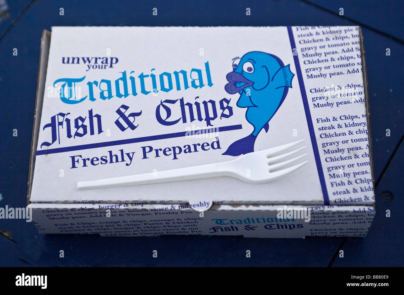 Traditional Fish and Chips in Box Stock Photo Alamy