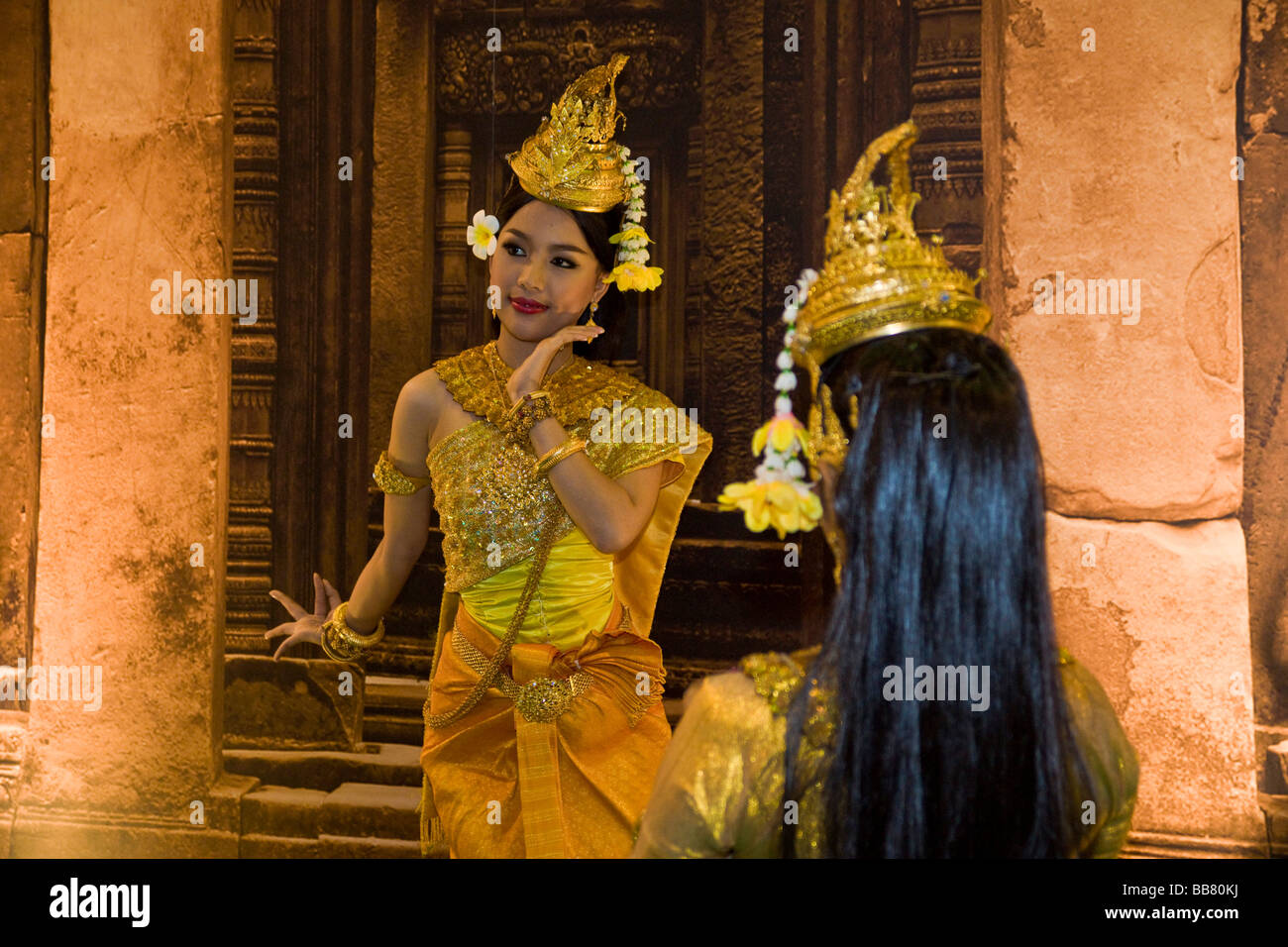 Female Apsara Dancers, Cambodia, South East Asia Stock Photo
