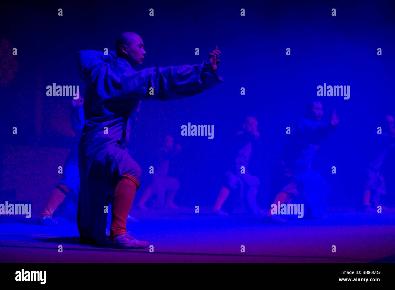 Shaolin monks during a show on the 22nd of March 2009 in Berlin, Germany Stock Photo