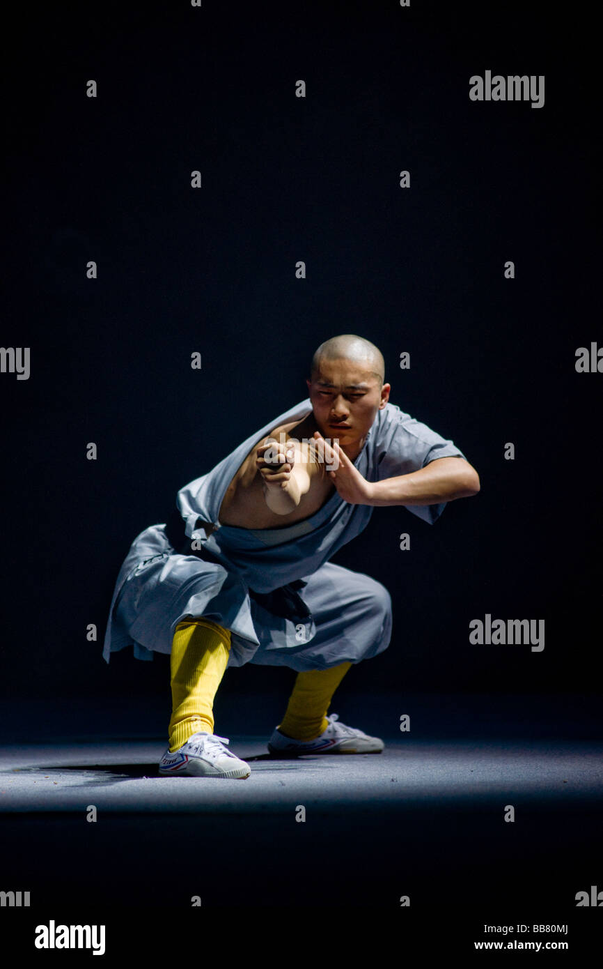 Shaolin monk concentrating to gather energy Stock Photo