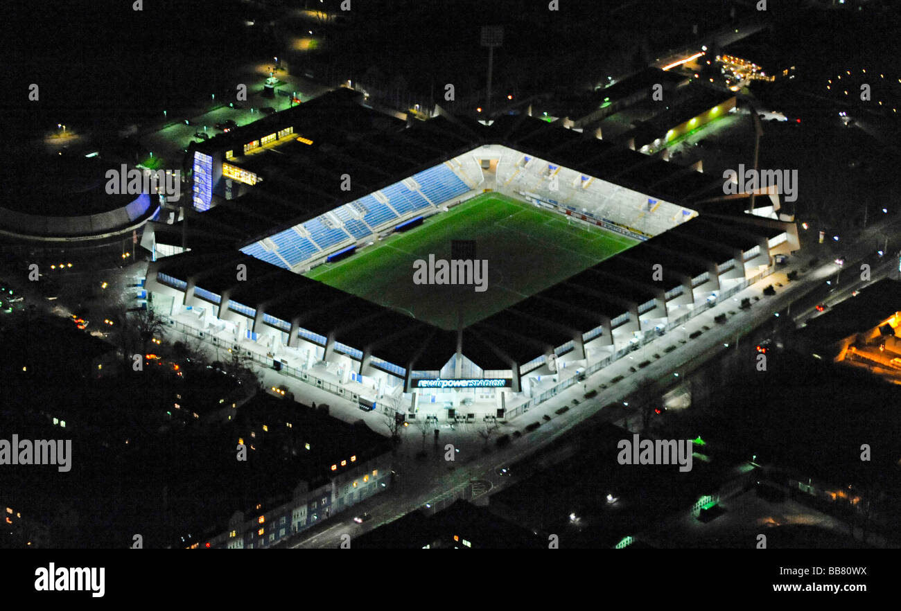 Aerial photo, night shot, VFL Stadium, soccer stadium, Bochum, Ruhr Area, North Rhine-Westphalia, Germany, Europe Stock Photo