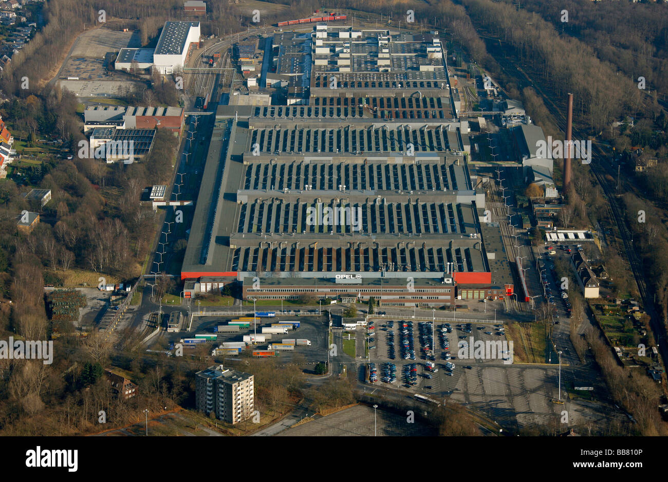 Aerial photo, OPEL Werk 2 Langendreer, Opel car factory plant 2, Bochum, Ruhr district, North Rhine-Westphalia, Germany, Europe Stock Photo