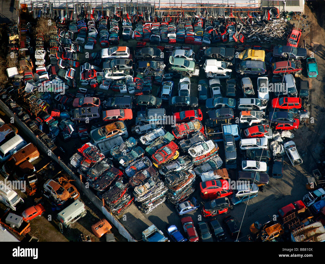 Aerial photo, industrial area Carolinenglueck, Hordel junk yard, Bochum