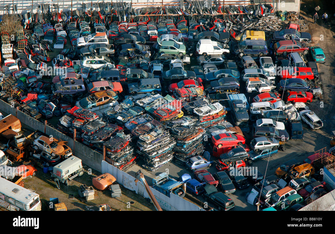 Aerial photo, industrial area Carolinenglueck, Hordel junk yard, Bochum