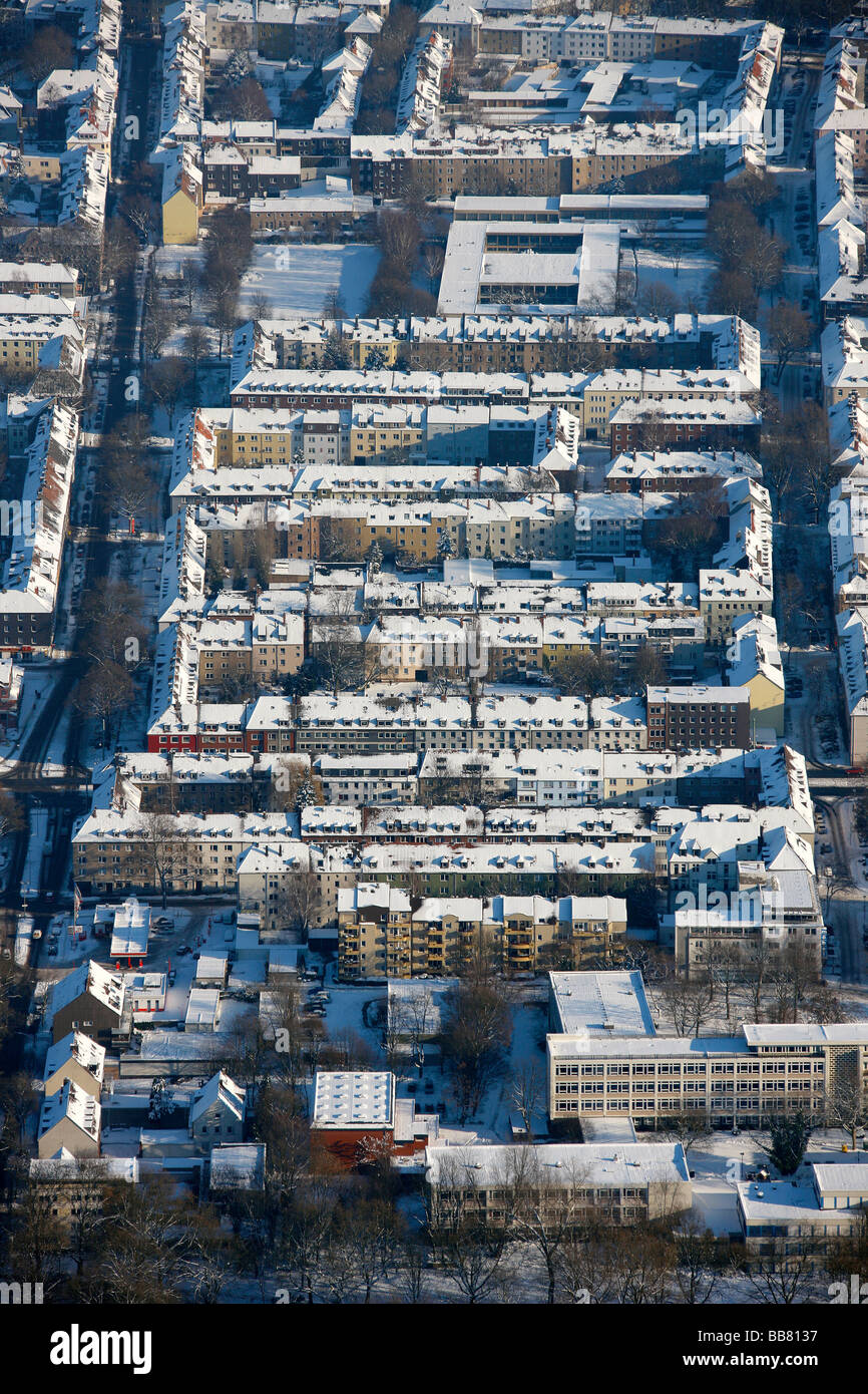 Aerial photo, perimeter block development, residential houses, Schalke ...