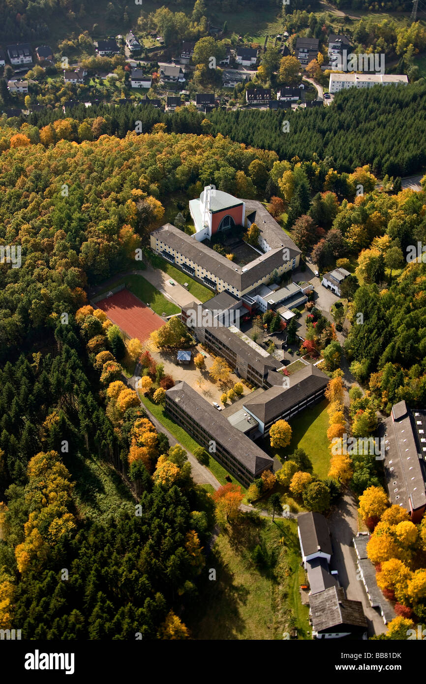 Aerial photo, Kloster Maria Koenigin, convent, Lennestadt, Sauerland, North Rhine-Westphalia, Germany, Europe Stock Photo