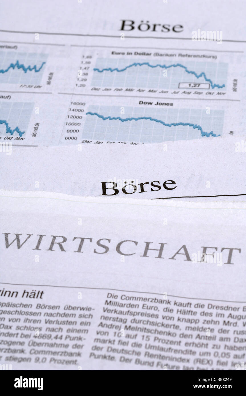 Business section of a newspaper, stock exchange, business Stock Photo
