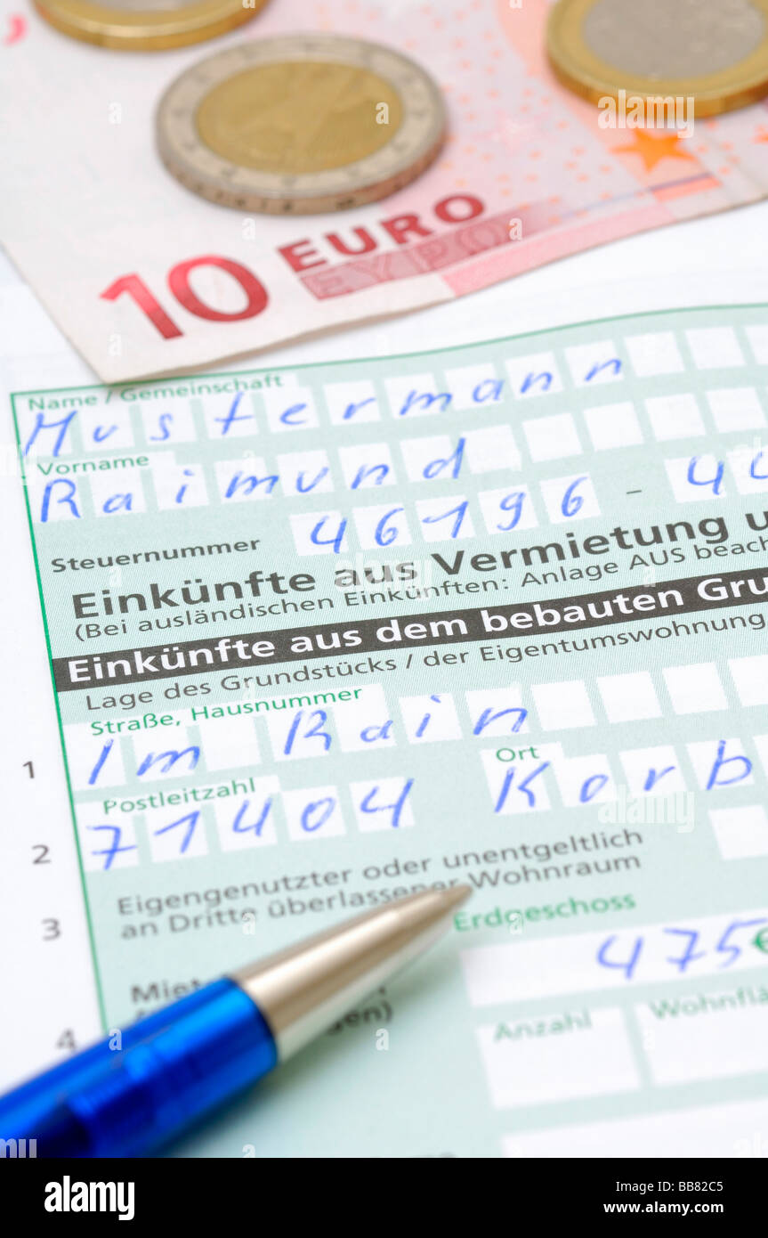 Tax declaration, income from renting and leasing, V Stock Photo