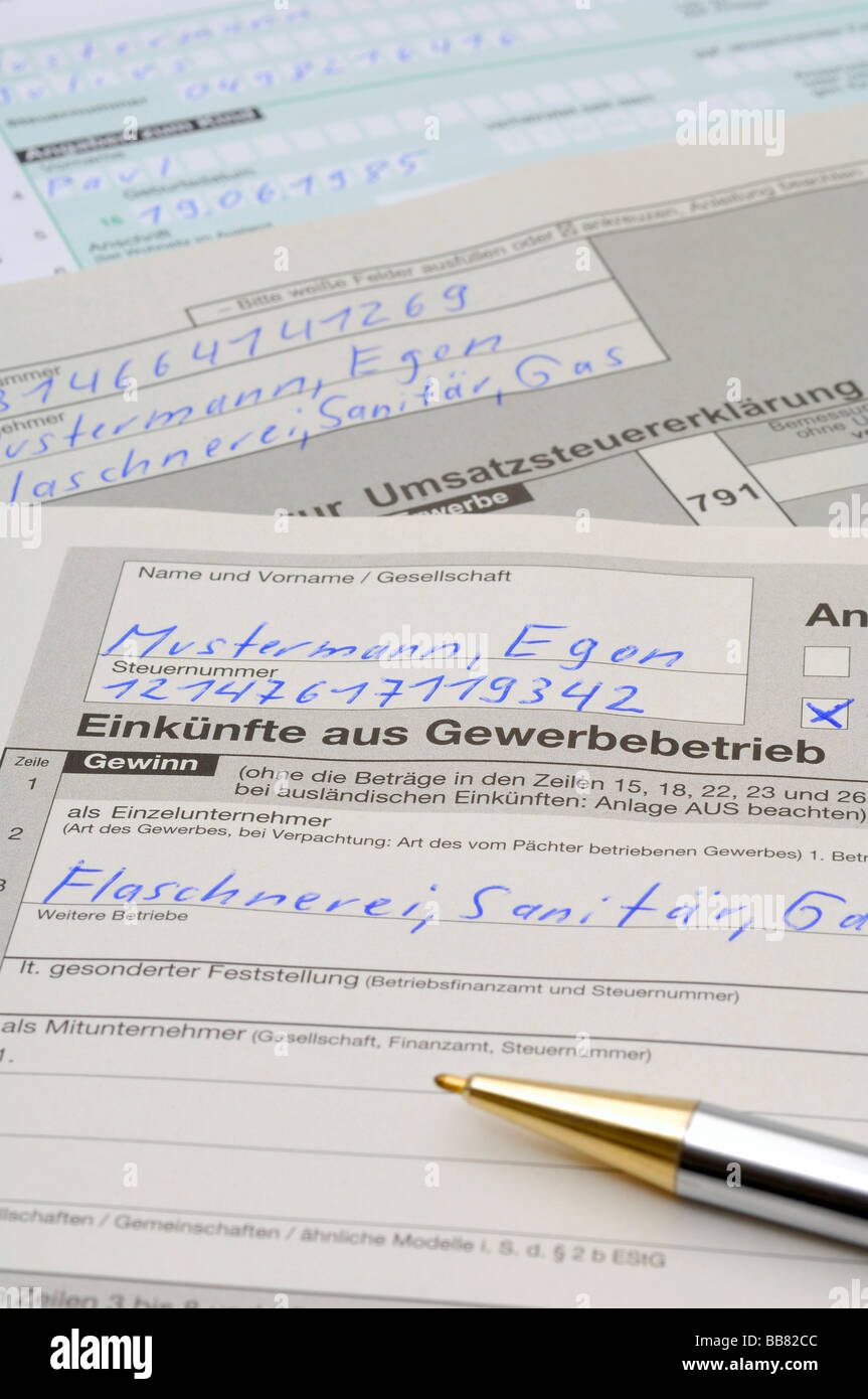 Tax declaration, income from business establishment, GSE Stock Photo