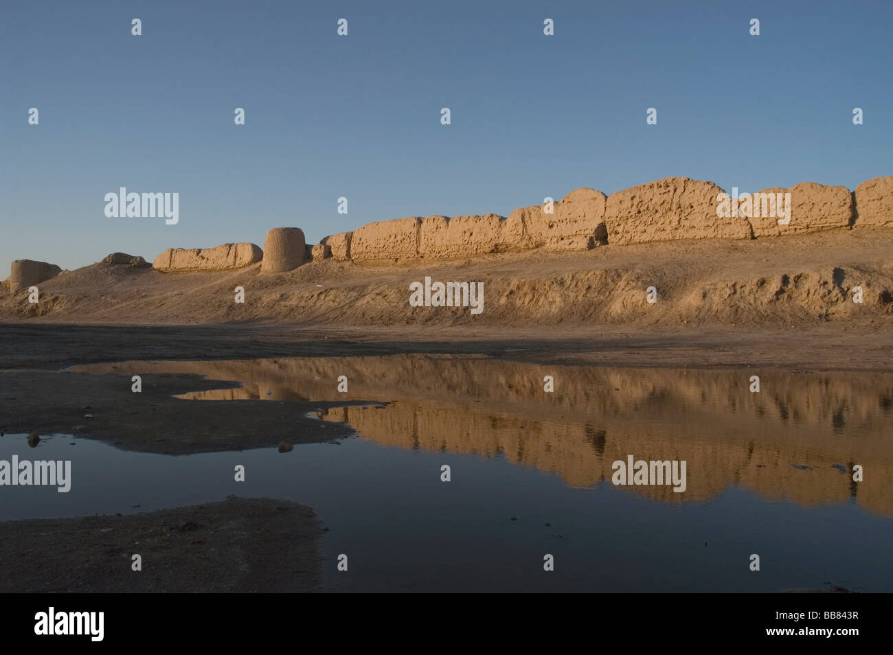 The Ancient city walls of Merv, Mary Turkmenistan in the late afternoon. Stock Photo