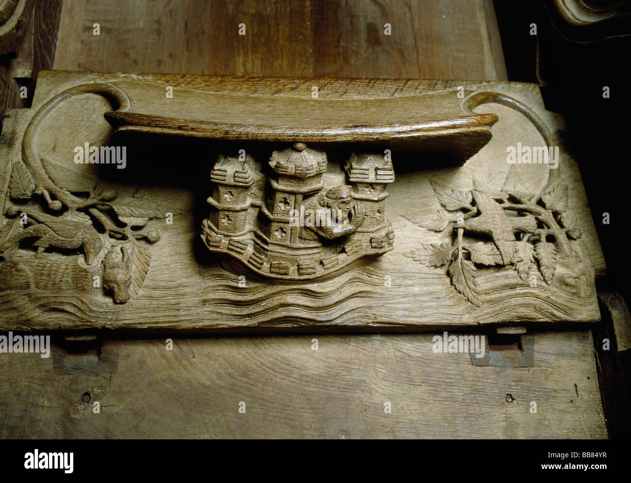 Ely Cathedral misericord: Noah Stock Photo