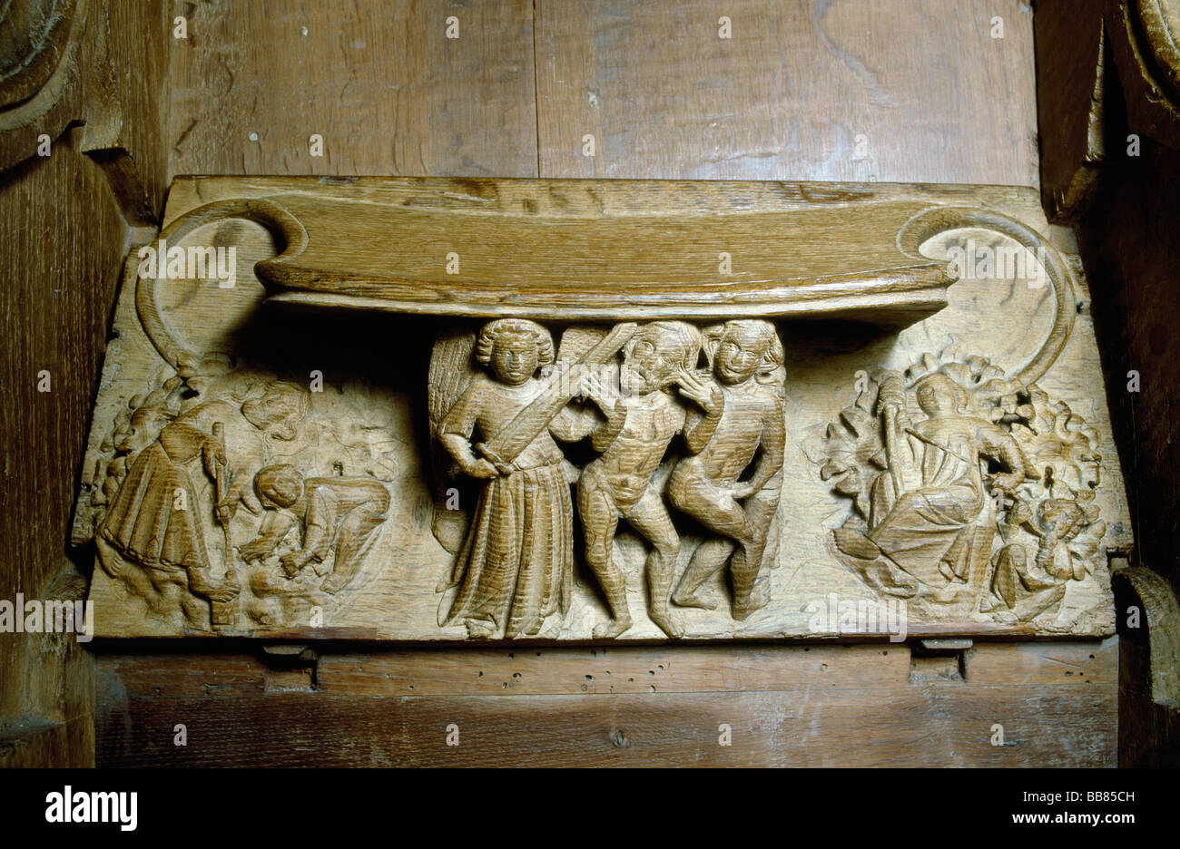 Ely Cathedral Misericord Adam and Eve Stock Photo