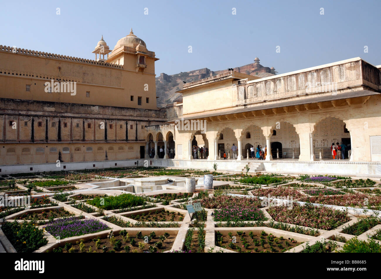Garden in the Fort Amber Palace, Amber, Rajasthan, North India, Asia Stock Photo