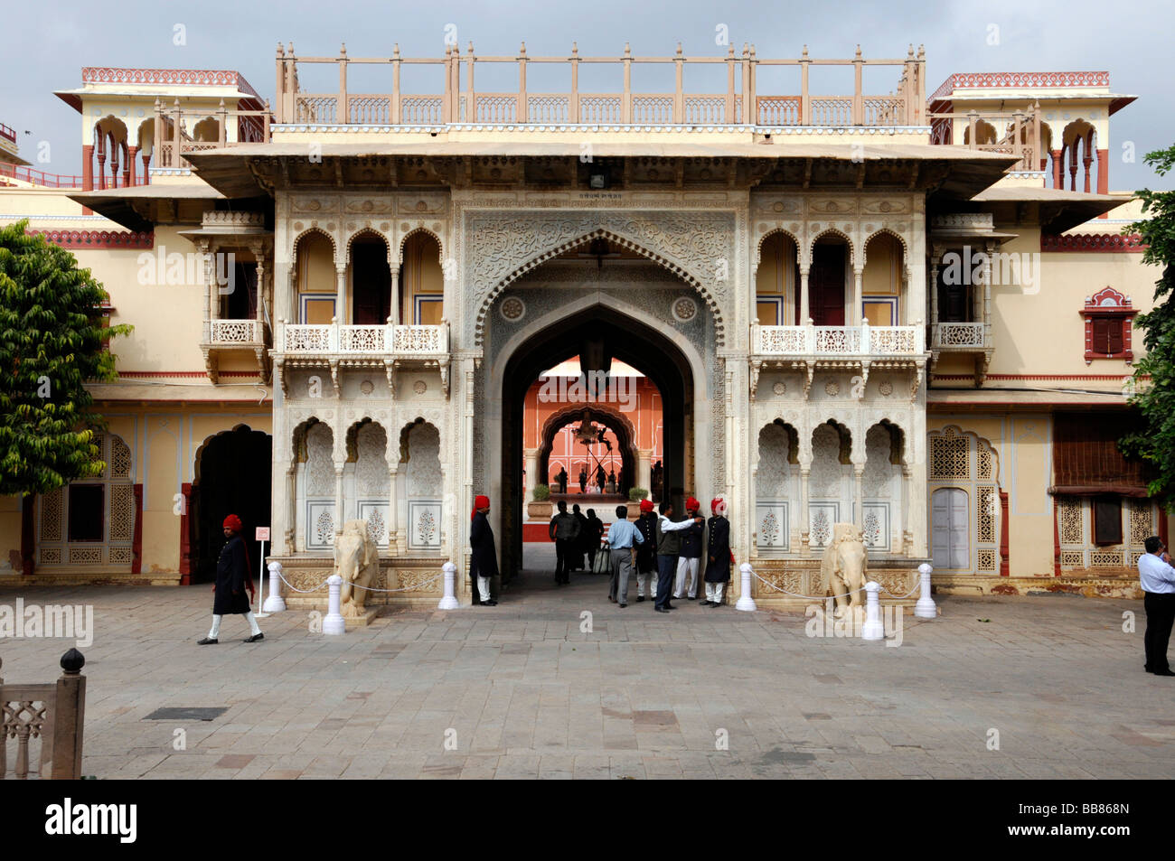 Gate to The City Palace, Jaipur, Rajasthan, North India, Asia Stock Photo