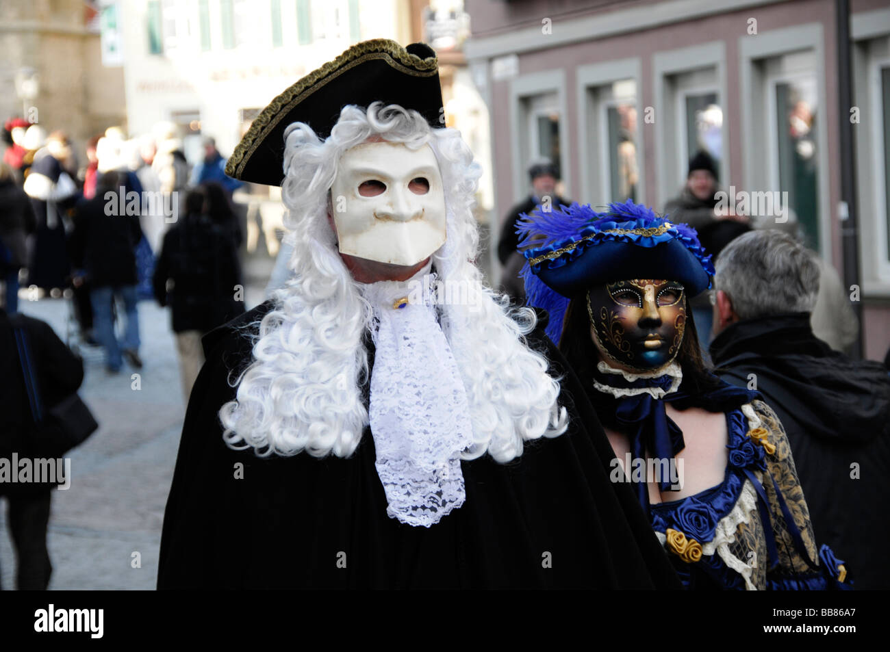 Masks, carnival Hallia Venezia, Schwaebisch Hall, Baden-Wuerttemberg Stock Photo