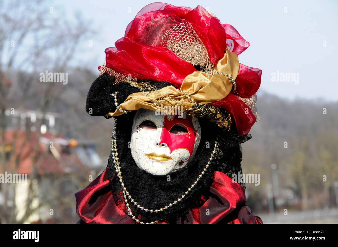 Mask, carnival Hallia Venezia, Schwaebisch Hall, Baden-Wuerttemberg Stock Photo