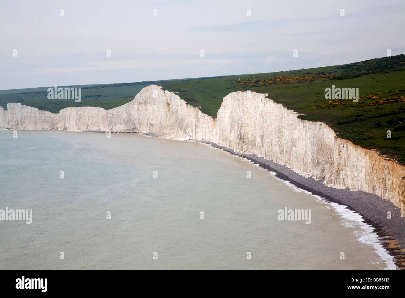 White chalk cliffs Seven Sisters from Birling Gap East Sussex England Stock Photo