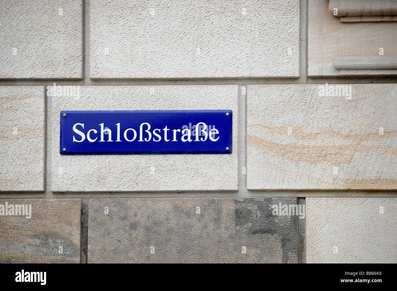 Street sign Schlossstrasse street, Dresden, Saxony, Germany, Europe Stock Photo