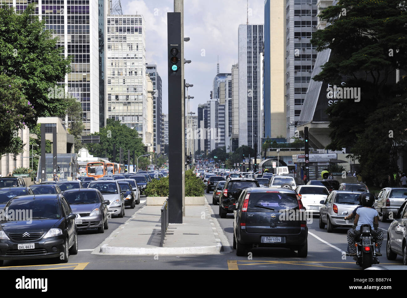 Traffic in the Avenida Paulista street, Sao Paulo, Brazil, South America Stock Photo