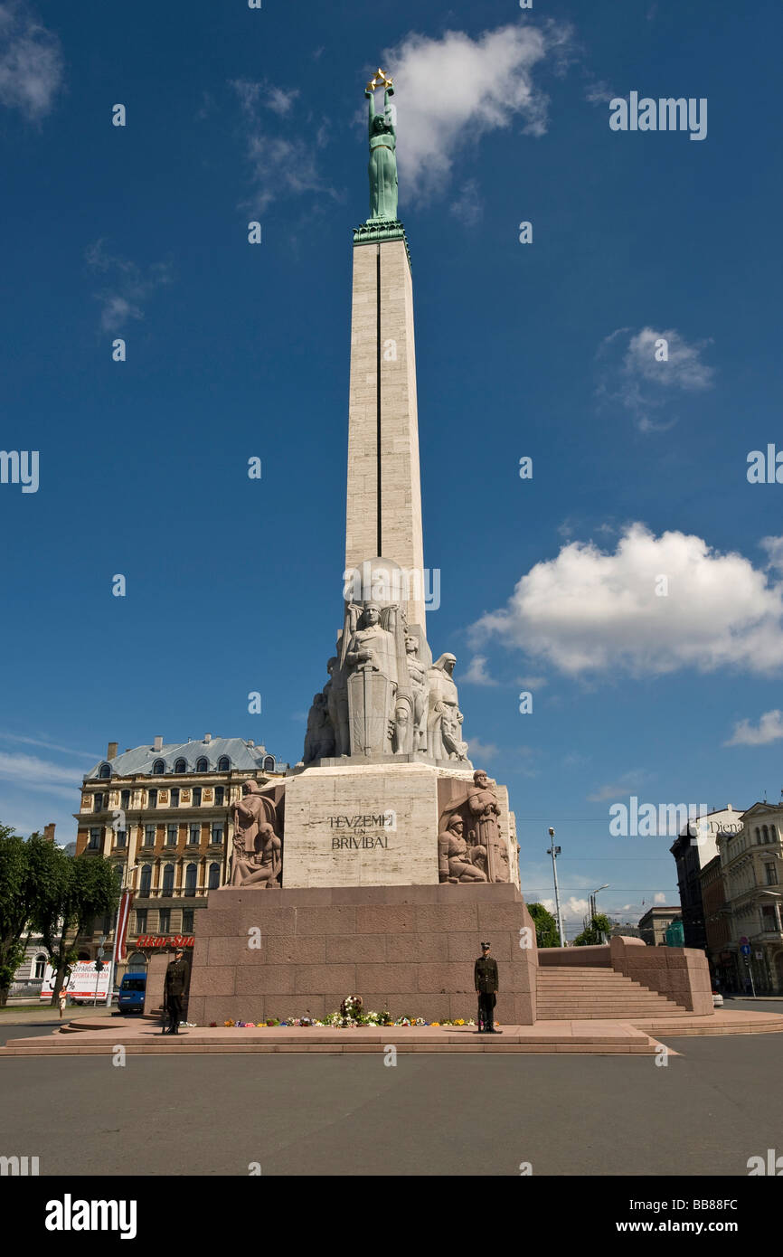 Brivibai monument, Brivibai square, Freedom Monument, Riga, Latvia, Baltic States Stock Photo