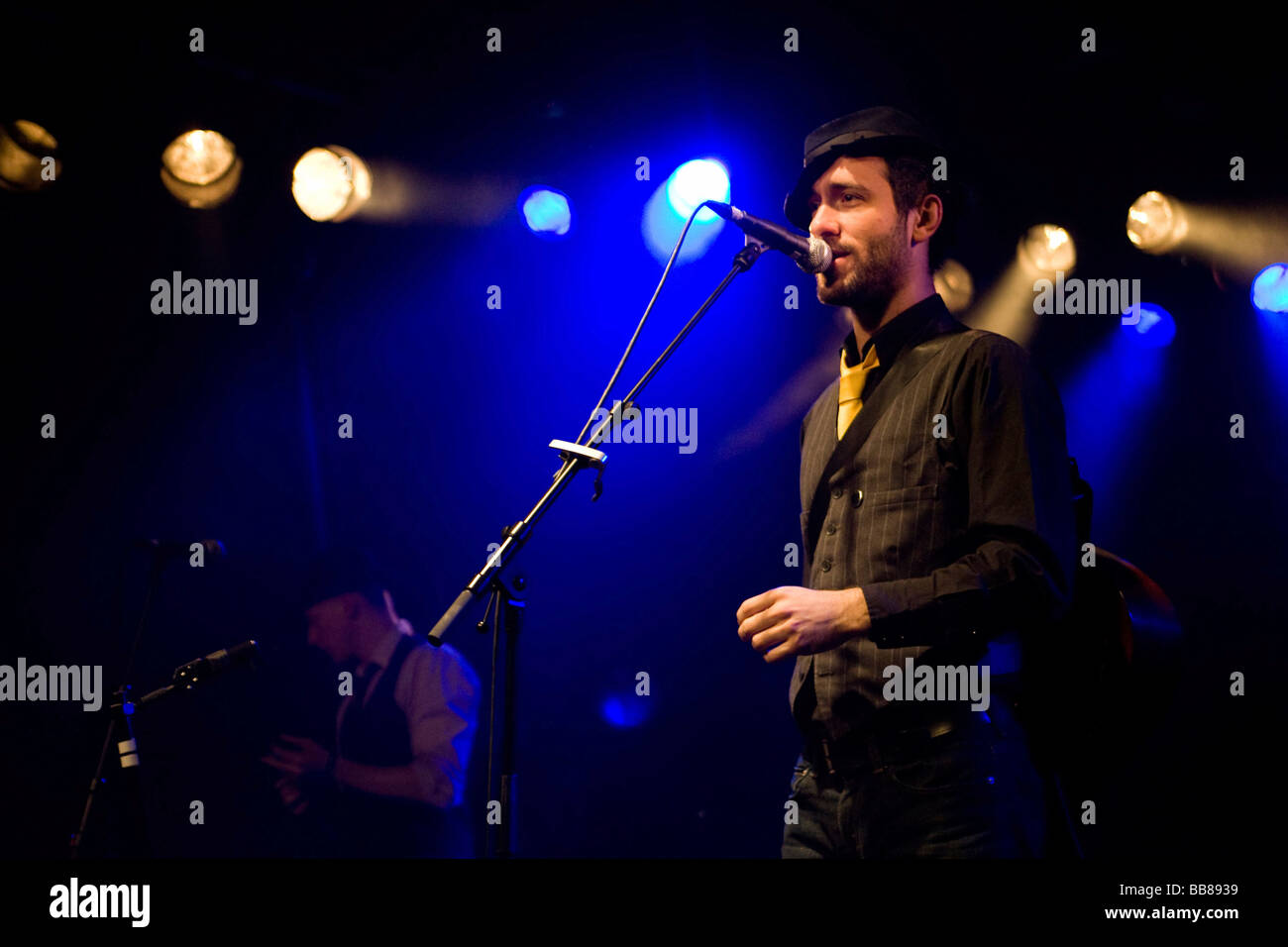 Charlie Winston, British singer and songwriter, performing live with band at the Schueuer concert hall, Lucerne, Switzerland Stock Photo