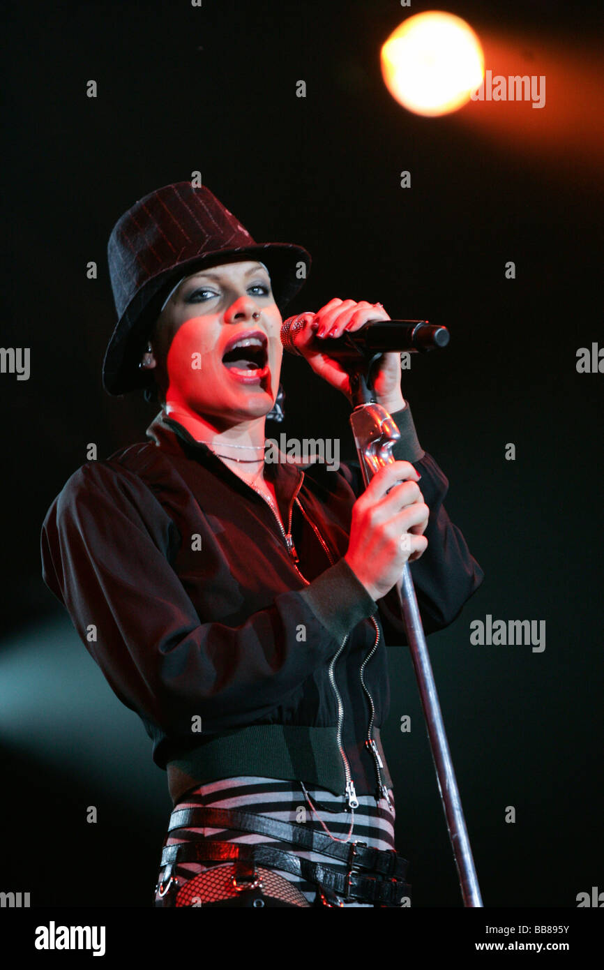 US-American pop/rock singer Pink performing live at the Heitere Open ...