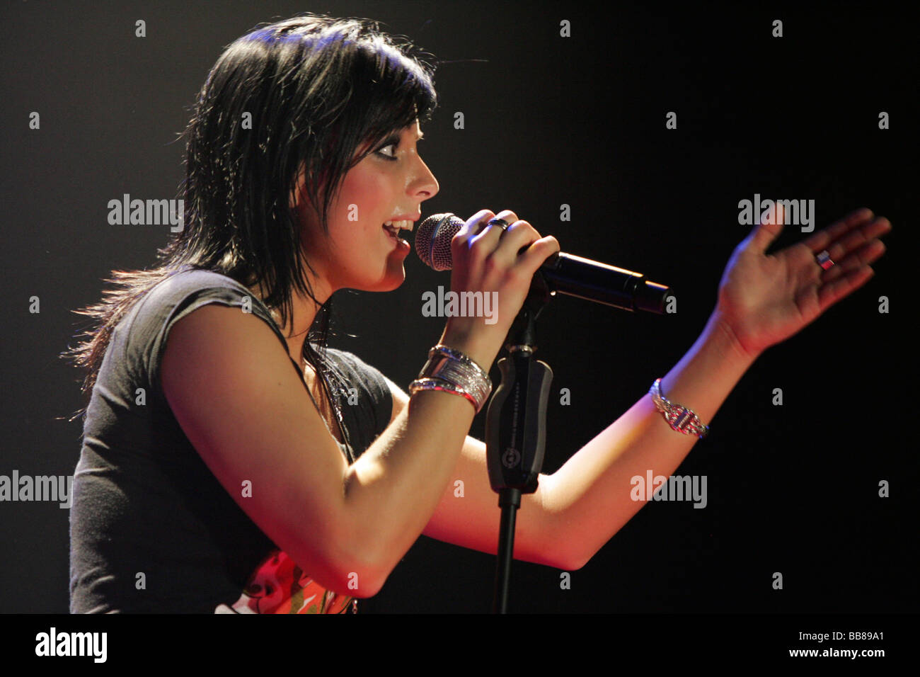 Stefanie Kloss, and frontwoman of the German pop/rock band Silbermond, performing live at Energy Stars Free at Halle Stock - Alamy