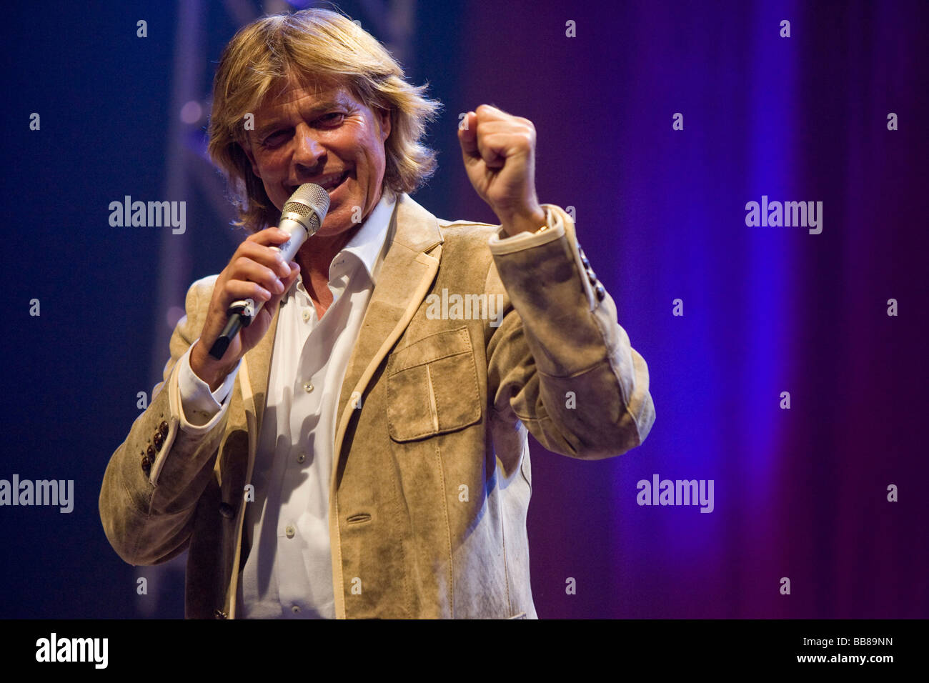 Hansi Hinterseer, Austrian pop and folk singer, presenter and actor, live at the '9. Schlager Nacht' concert in the Allmend fes Stock Photo