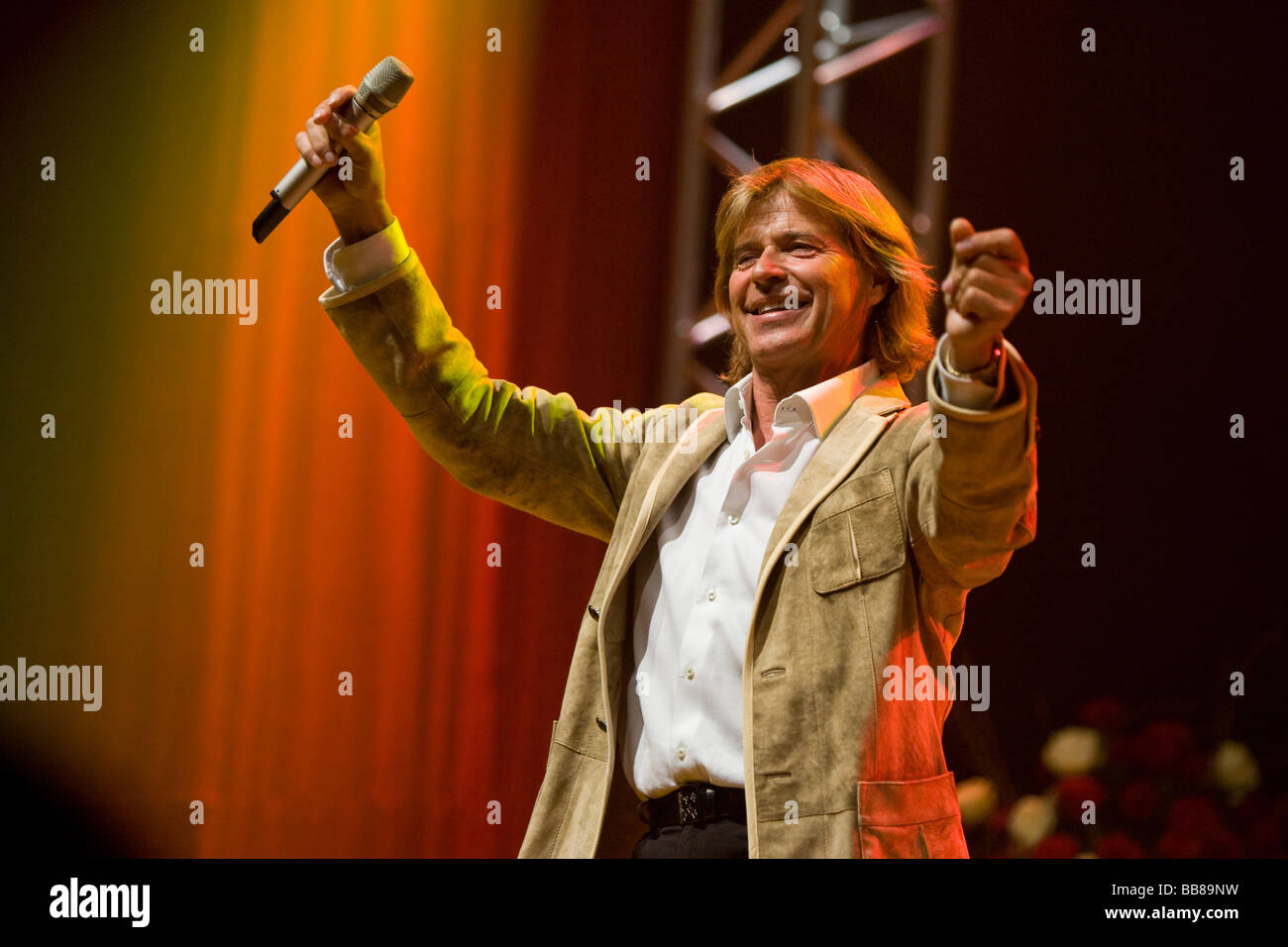 Hansi Hinterseer, Austrian pop and folk singer, presenter and actor, live at the '9. Schlager Nacht' concert in the Allmend fes Stock Photo