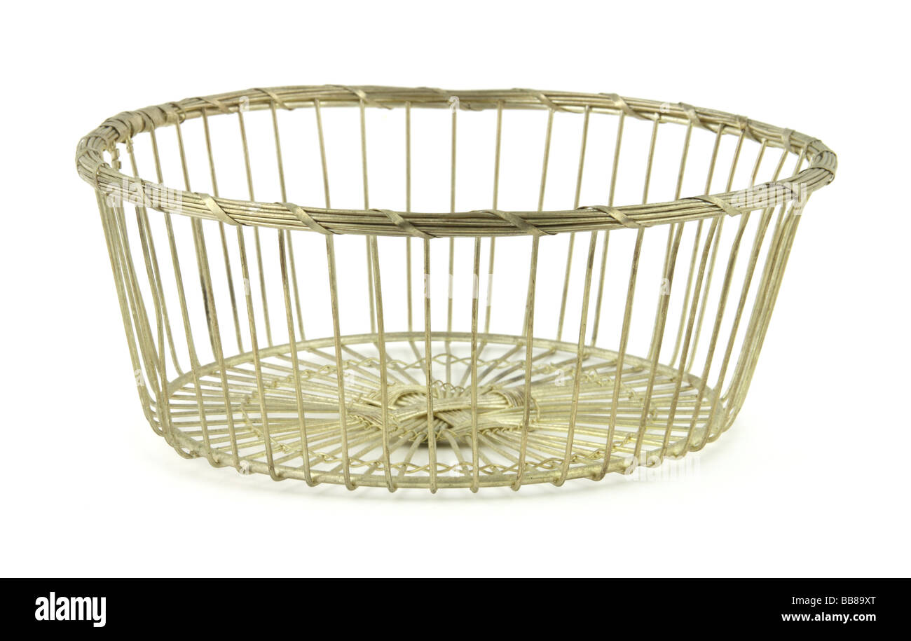 Silver plated old wire basket Stock Photo Alamy