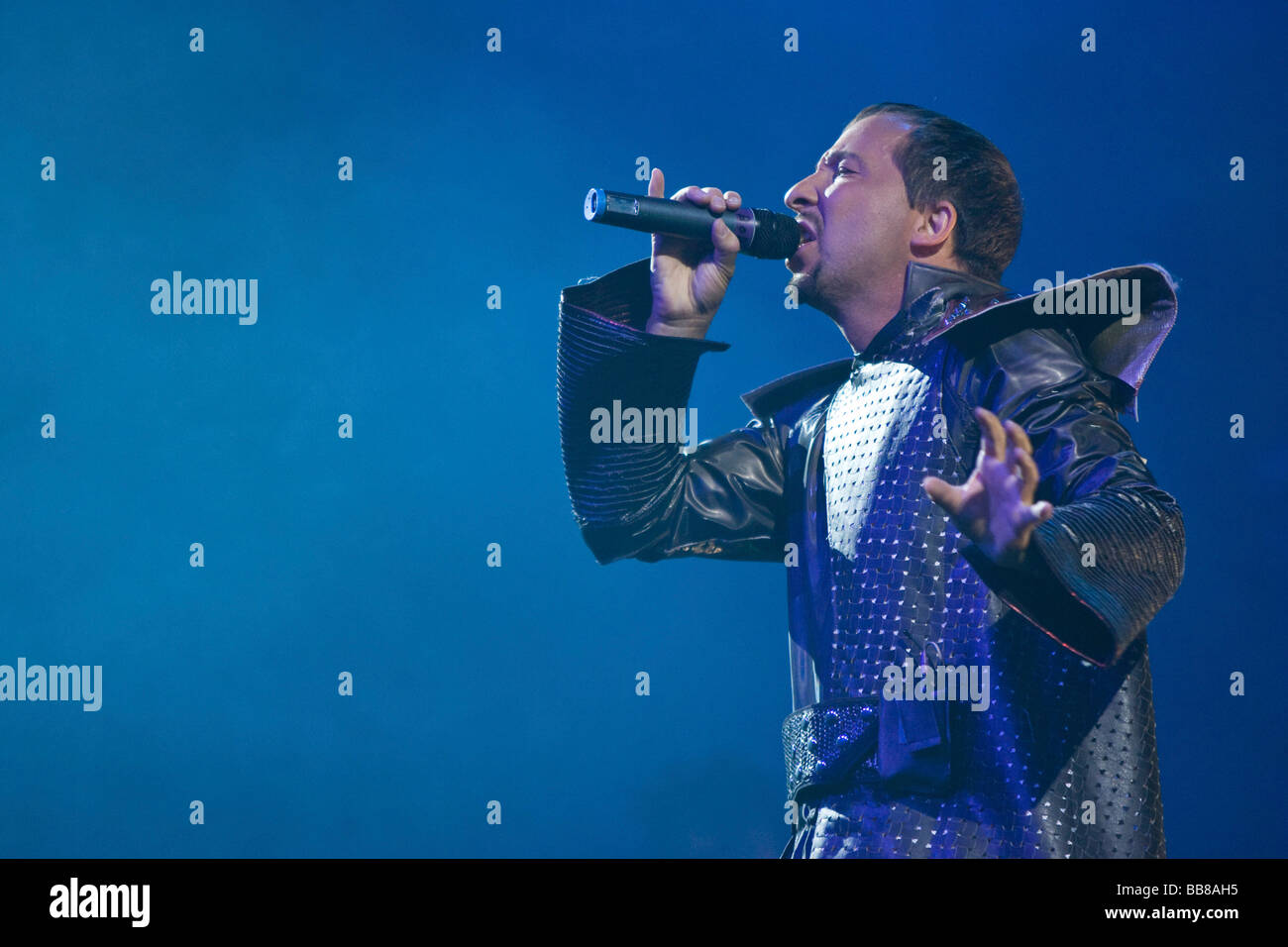 DJ-Bobo during a concert of his 'Vampires-Alive' tour 2008, live in the Swisslife Arena Lucerne, Switzerland Stock Photo