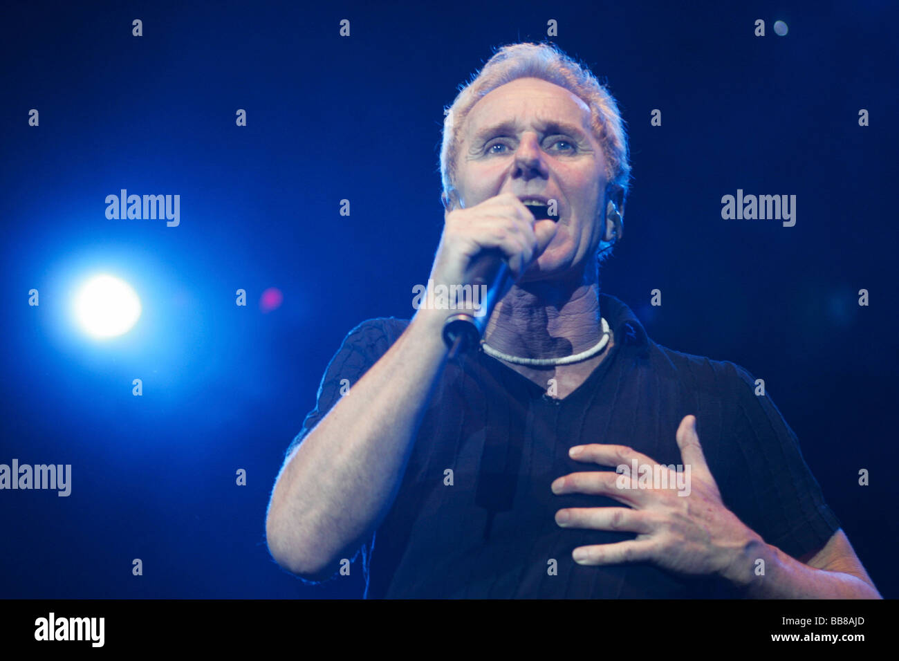 Klaus Eberhartinger, singer and frontman of the Austrian pop music band "Erste Allgemeine Verunsicherung", live in the Lucerne  Stock Photo
