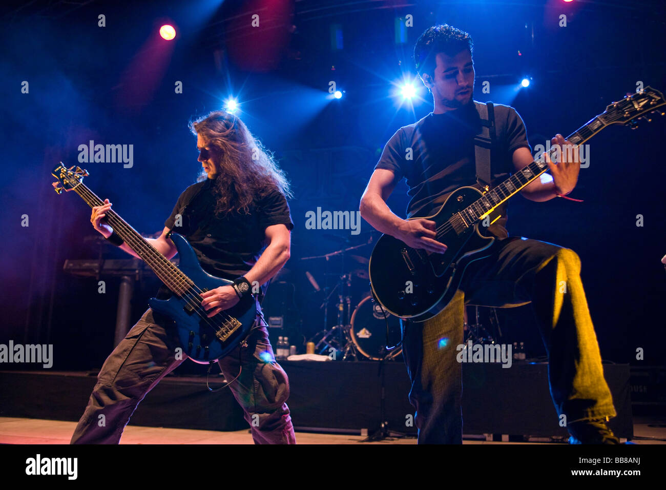 Mark Jansen and Ad Sluijter, guitarists of the Dutch metal band Epica, live  at the Rocksound Festival in Huttwil, Switzerland Stock Photo - Alamy