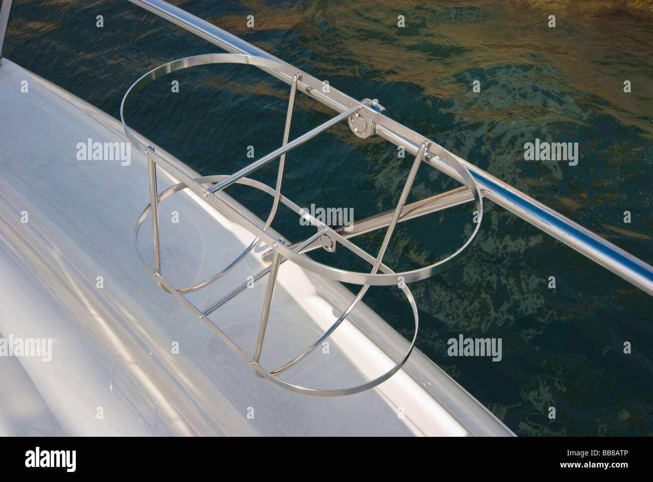 Fender storage on a Stama 37 powerboat Stock Photo Alamy