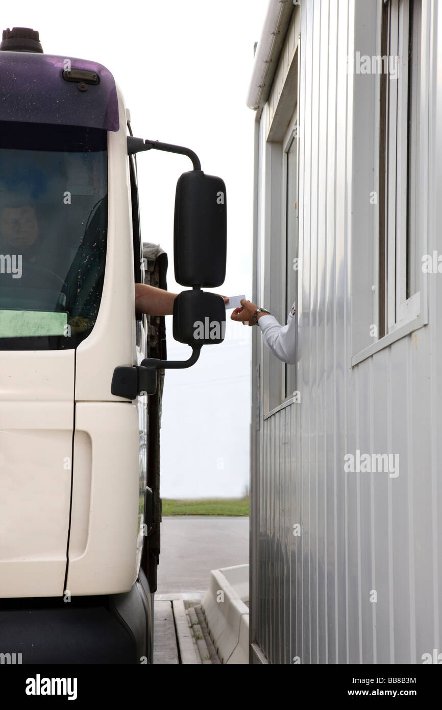 Truck at a control point of an industrial plant Stock Photo