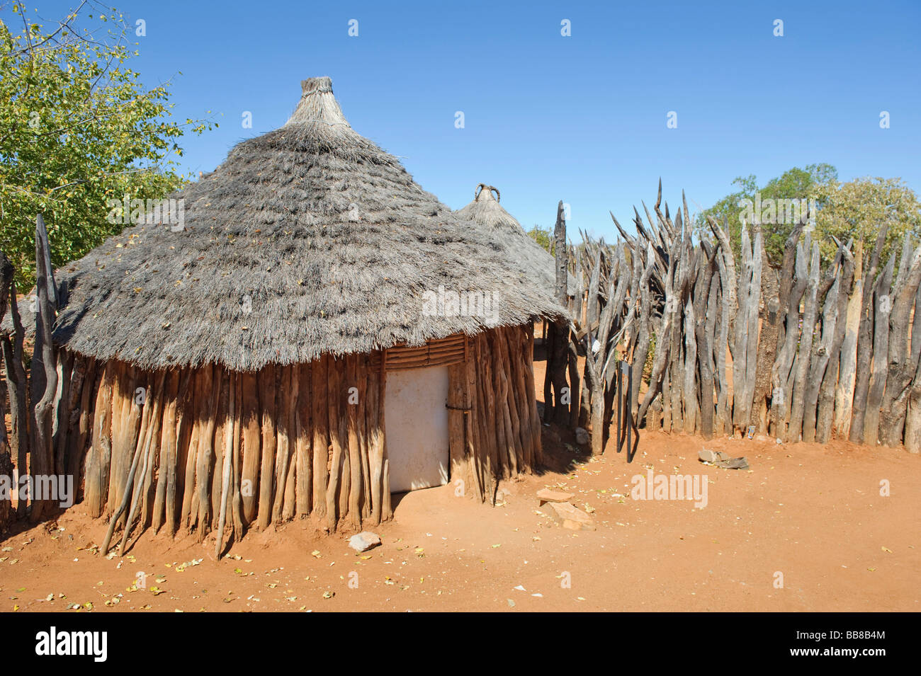 Building of the Ovambo people in an open air museum, Cultural Village, Tsumeb, Namibia, Africa Stock Photo