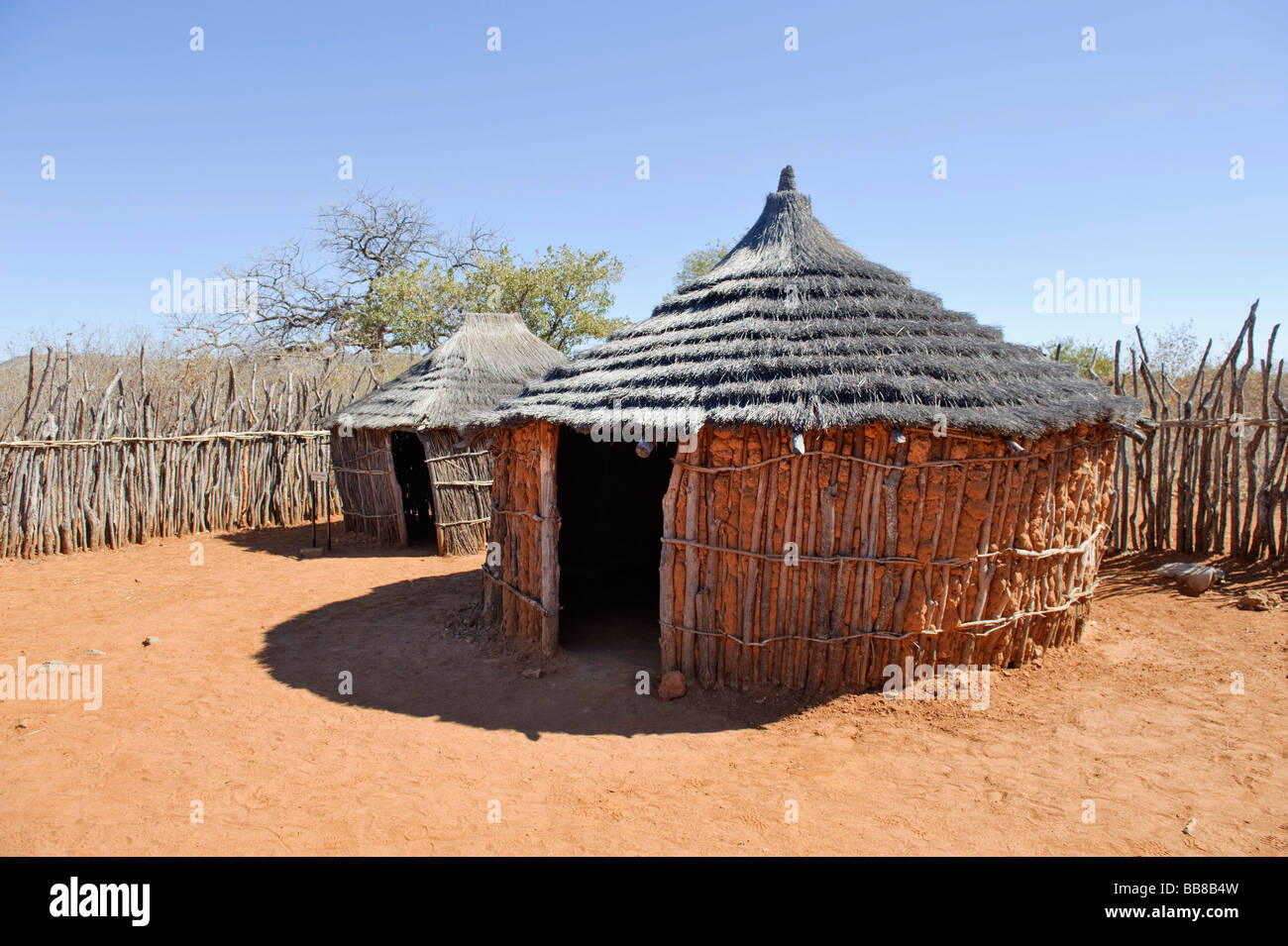 Building of the Kavango people in an open air museum, Cultural Village, Tsumeb, Namibia, Africa Stock Photo